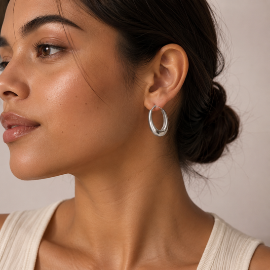 Modern Oval Hoop Earrings