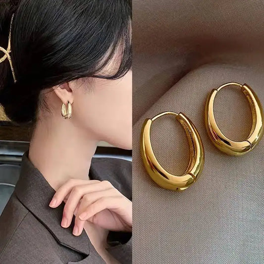 Modern Oval Hoop Earrings