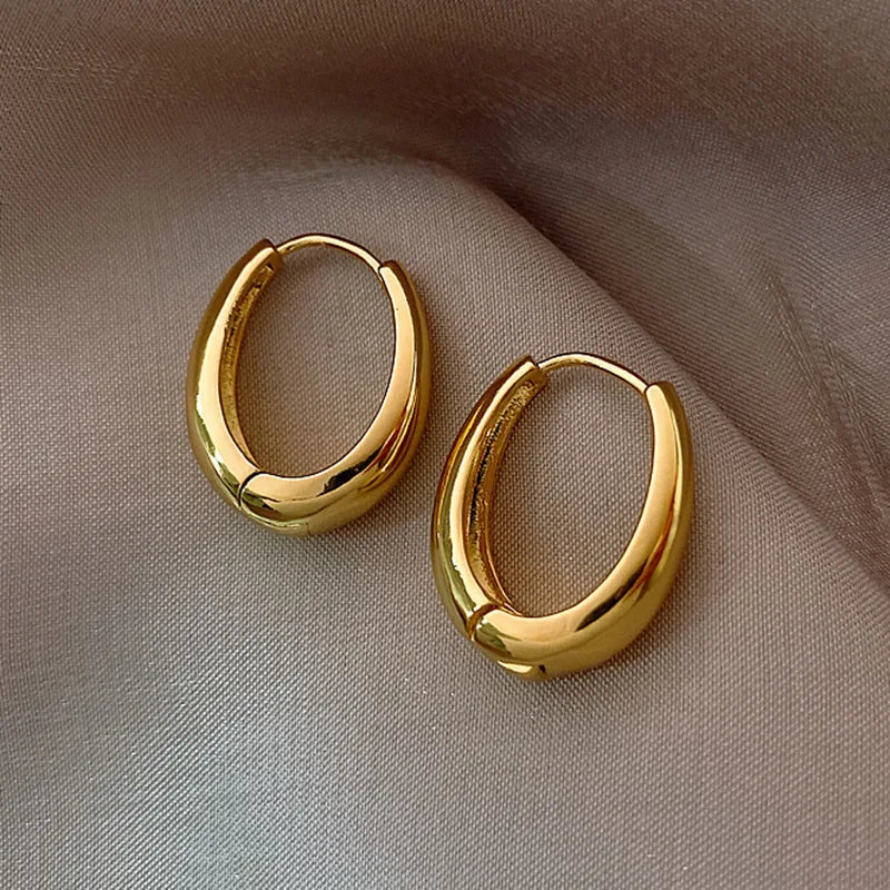 Modern Oval Hoop Earrings