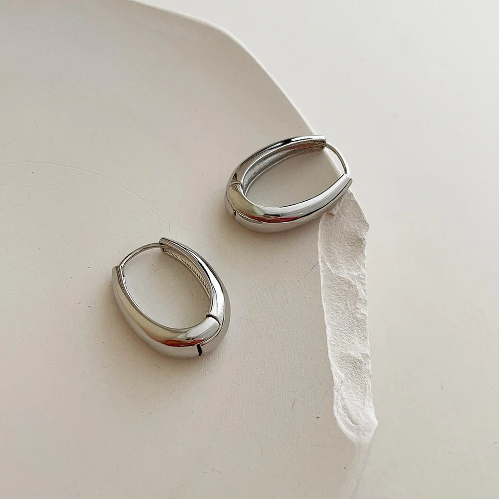 Modern Oval Hoop Earrings